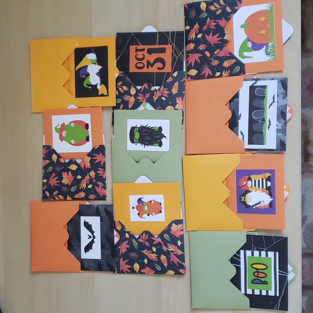 Handmade Mini Gnome Halloween Cards & Envelopes